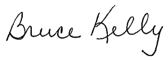 Bruce Kelly cursive signature