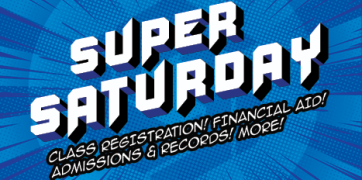 The words "Super Saturday" on a blue background