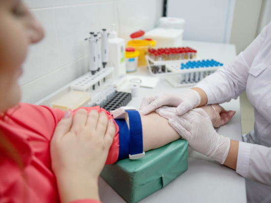 Patient arm waiting to have blood drawn