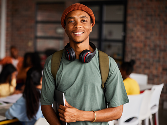 Male student looking at the camera