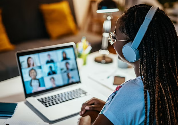 Female student viewing a laptop screen 