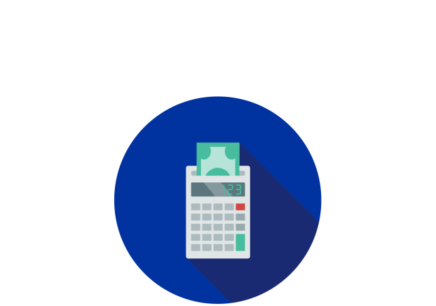 Illustration of calculator on blue circle